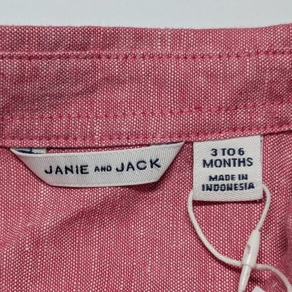 Janie and Jack Linen Blend Button Up Preppy Family Photo Size Baby 3-6 months - Picture 3 of 9